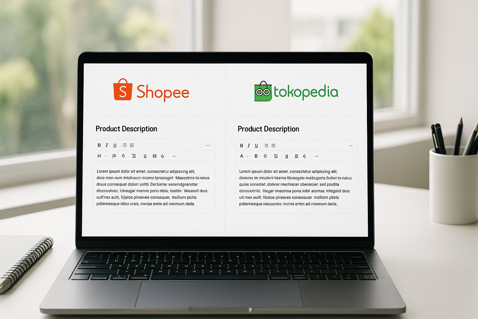 optimasi deskripsi produk impor di Shopee & Tokopedia
