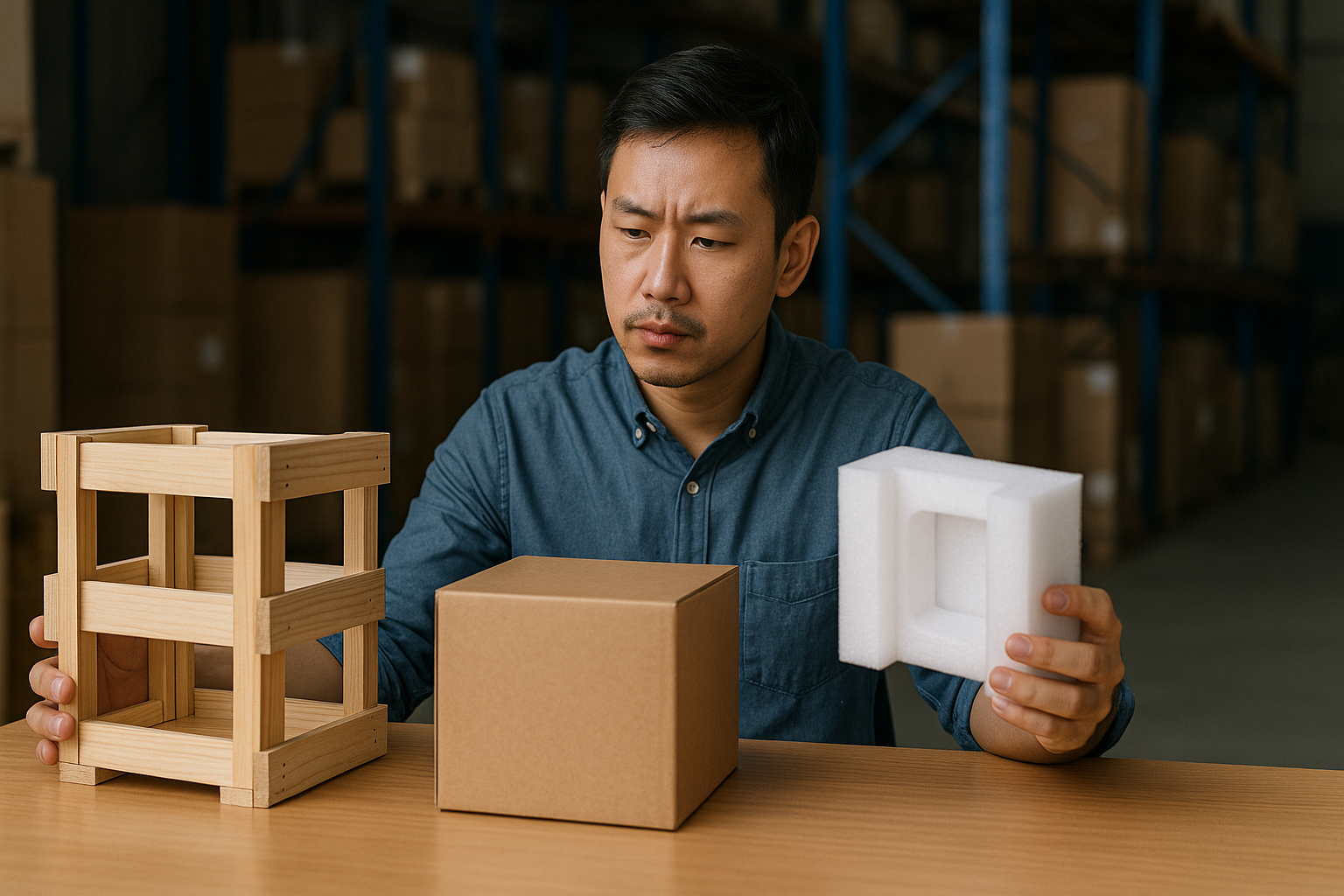 menyeleksi packing kayu double box foam untuk produk impor