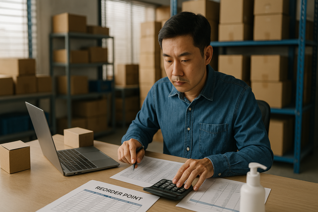 Teknik menentukan reorder point agar UMKM impor tidak kehabisan stok, cashflow aman, dan penjualan tetap stabil.