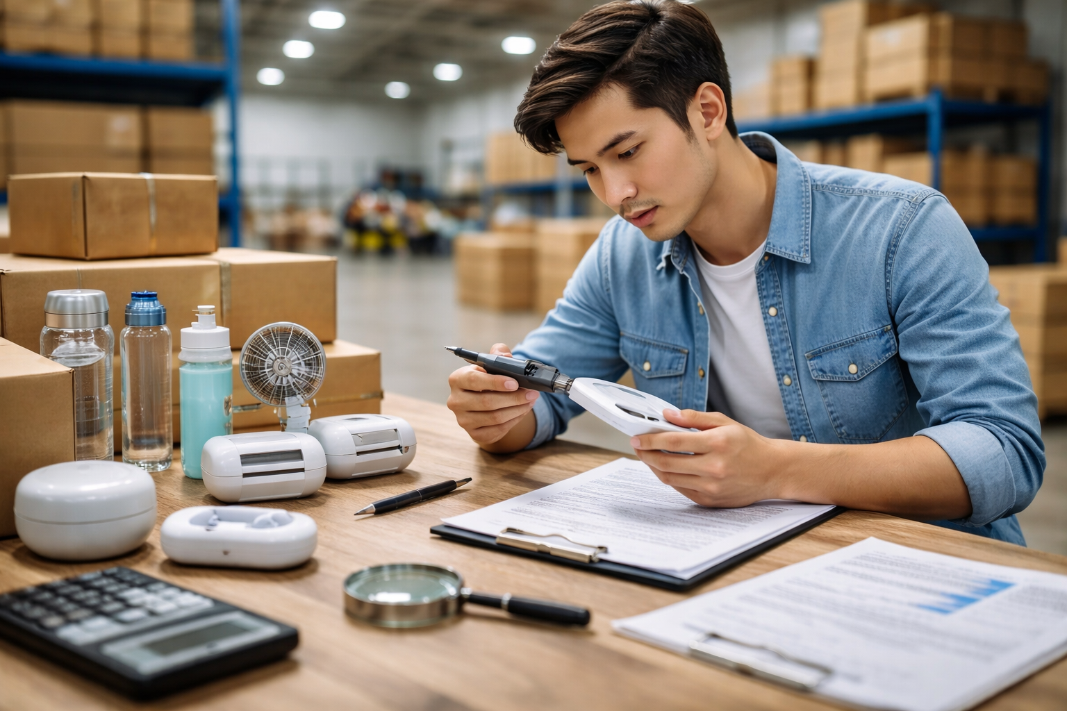 mengevaluasi sampel produk sebelum produksi massal impor