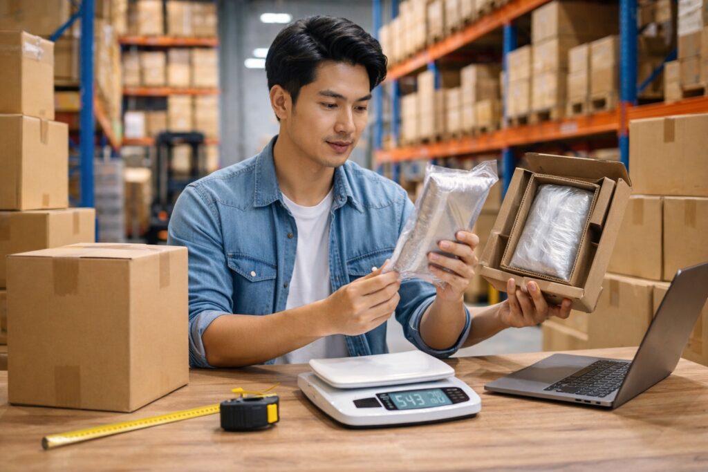 Panduan memilih kemasan paling efisien untuk mengurangi ongkir impor agar biaya kirim lebih hemat dan margin UMKM tetap aman.