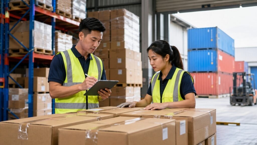 Gunakan checklist barang sebelum dikirim dari China untuk memeriksa jumlah, marking, kemasan, volume, dan kesiapan konsolidasi sebelum diberangkatkan.
