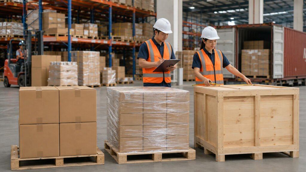 Bingung memilih karton, pallet, atau peti kayu untuk impor dari China? Kenali fungsi, risiko, biaya, dan checklist packing sebelum barang dikirim.