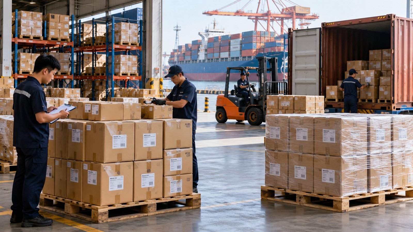 Split shipment impor dari China di gudang logistik